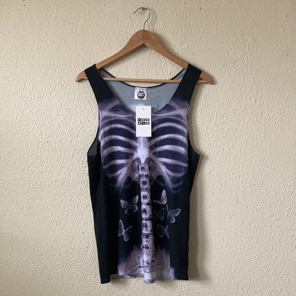 X Ray Skeleton Butterflies Unisex Oversized Lightweight Tank Top Small - Picture 5 of 10